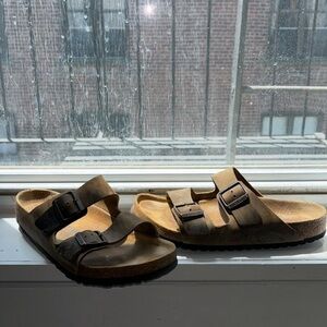 Birkenstock Men’s Arizona Soft Footbed Oiled Leather Mud Green. Size 11 - 11.5
